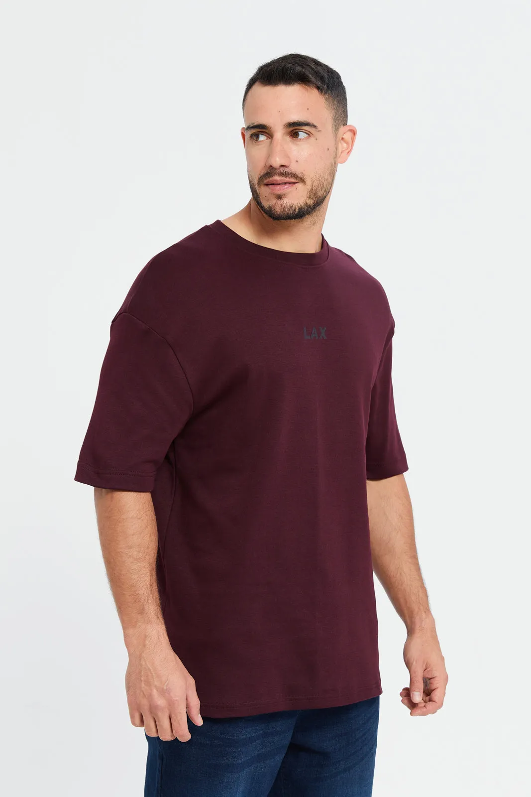Men Burgandy Bandana Print T-Shirt sold by Redtag