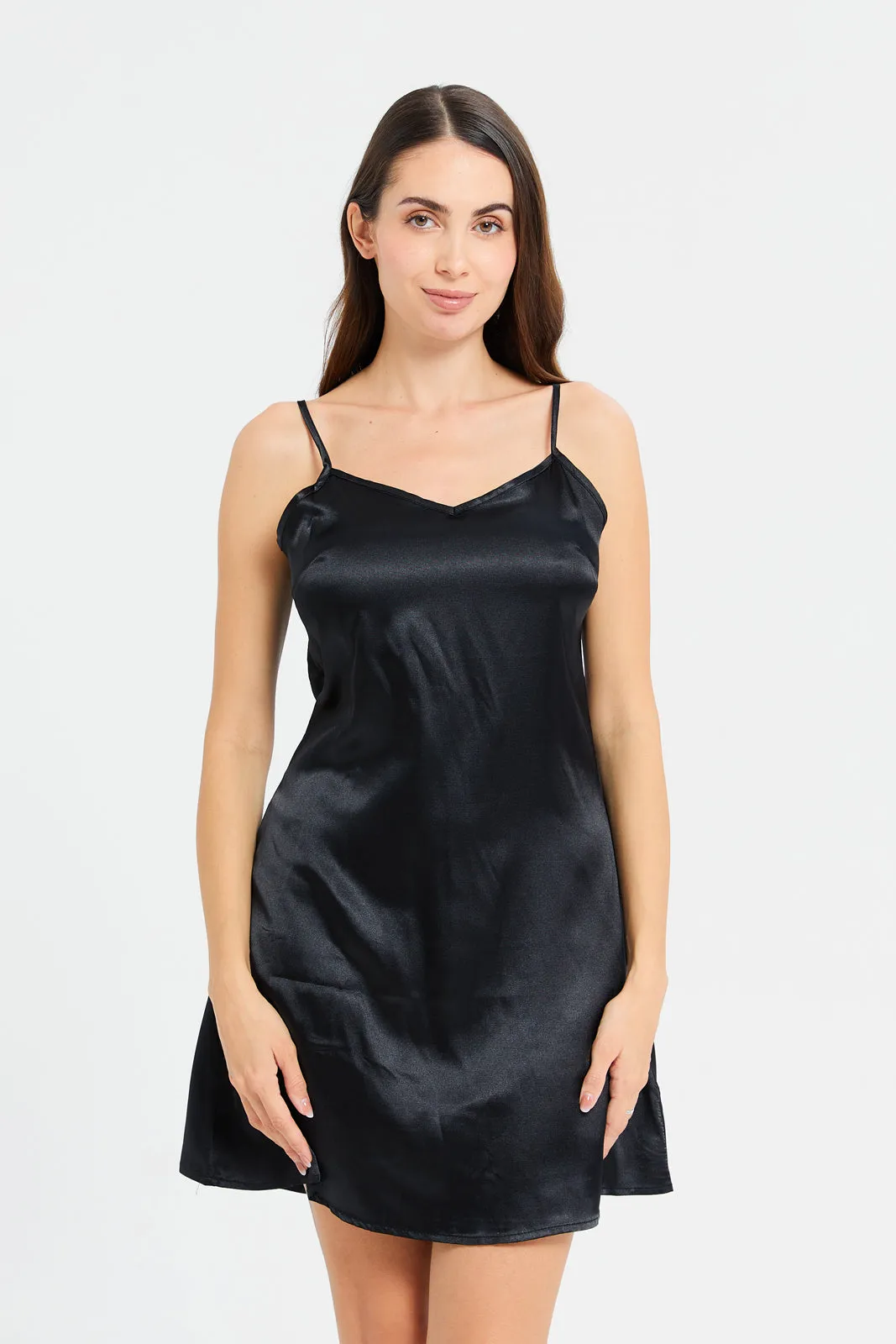 Women Black Mesh Chemise And Robe Set (2 Piece) sold by Redtag product image thumbnail 2