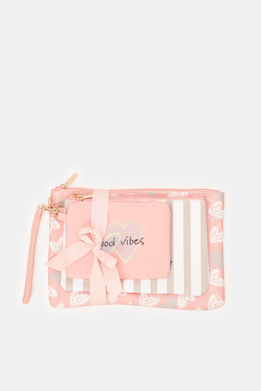 Women Pink Printed Cosmetic Bag (Pack of 3) sold by Redtag