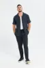 Men Black Striped Resort Shirt sold by Redtag