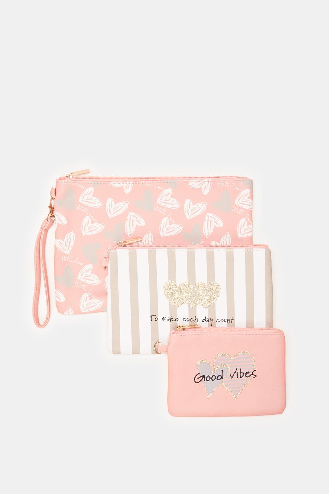 Women Pink Printed Cosmetic Bag (Pack of 3) sold by Redtag product image thumbnail 2