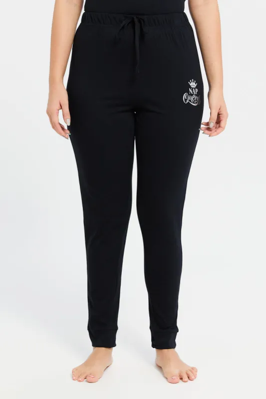 Women Black Nap Queen Print Pyjama Bottom sold by Redtag