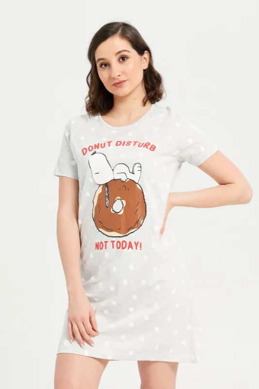 Women Grey Snoopy Print Nightshirt sold by Redtag