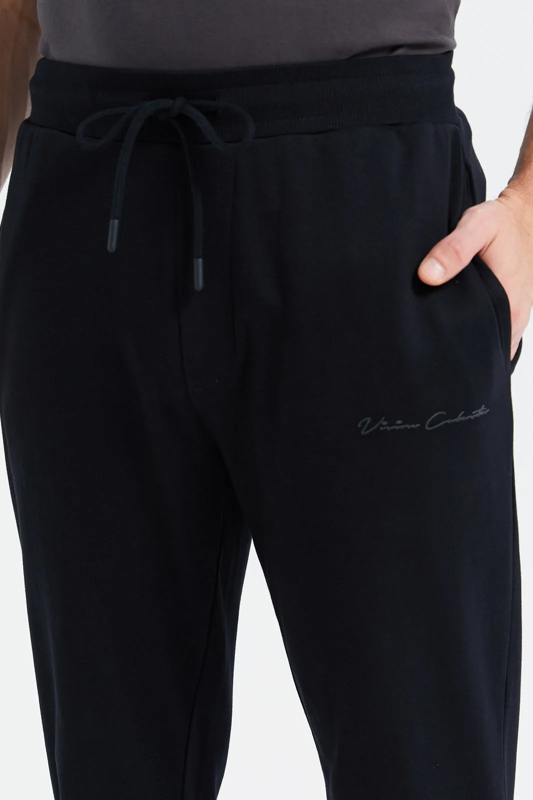 Men Black Soft Touch Joggers sold by Redtag product image thumbnail 4
