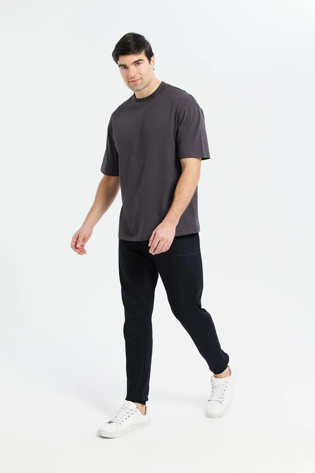 Men Black Soft Touch Joggers sold by Redtag product image thumbnail 2