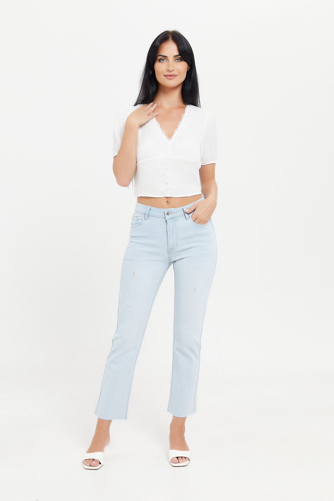 Women Blue Mid-Rise Waist Flared Jeans sold by Redtag product image thumbnail 2