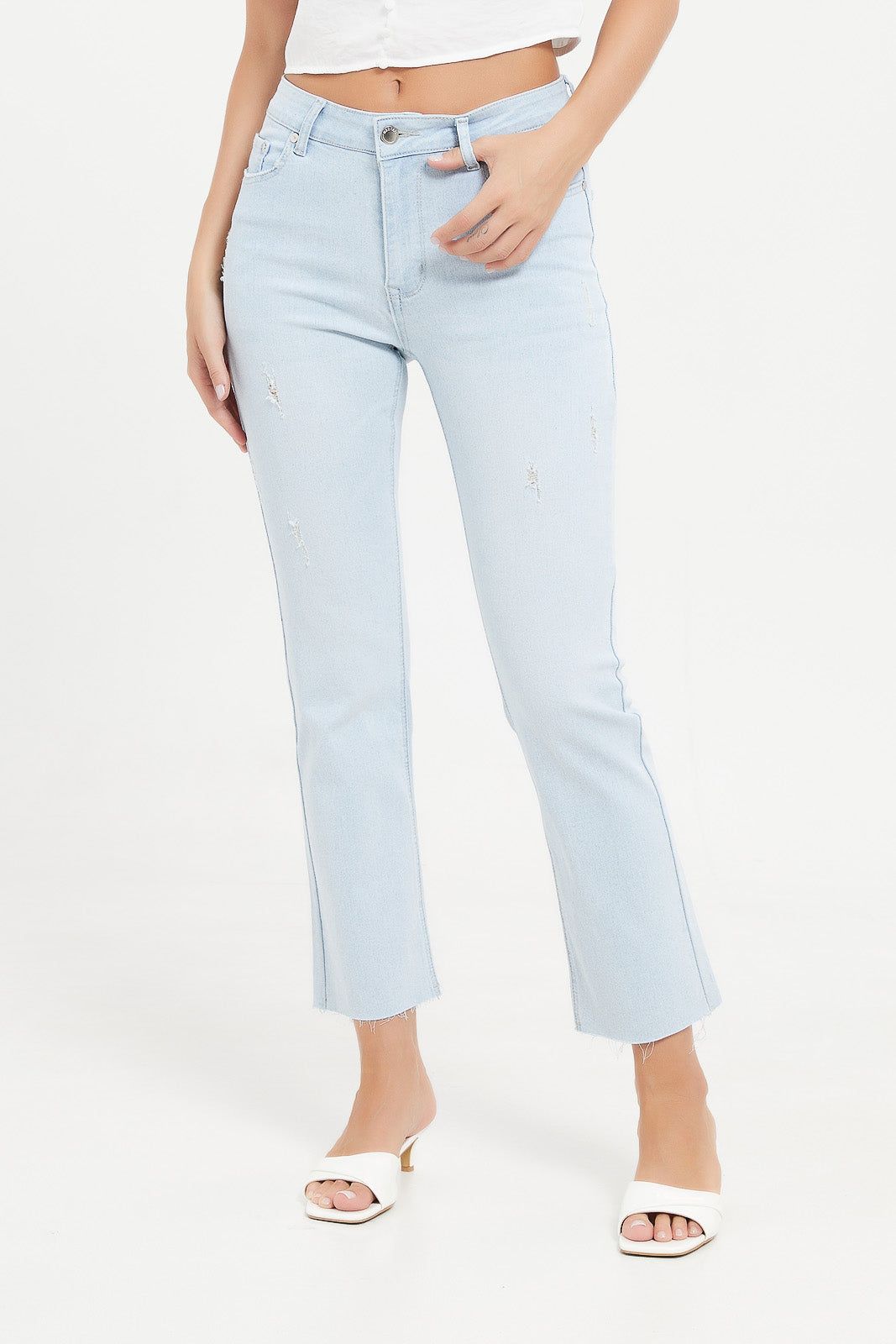 Women Blue Mid-Rise Waist Flared Jeans sold by Redtag