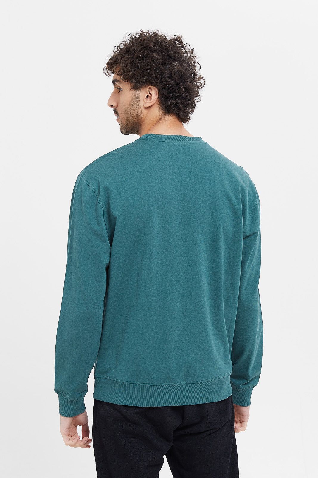 Men Teal Embroidered Sweatshirt sold by Redtag product image thumbnail 3