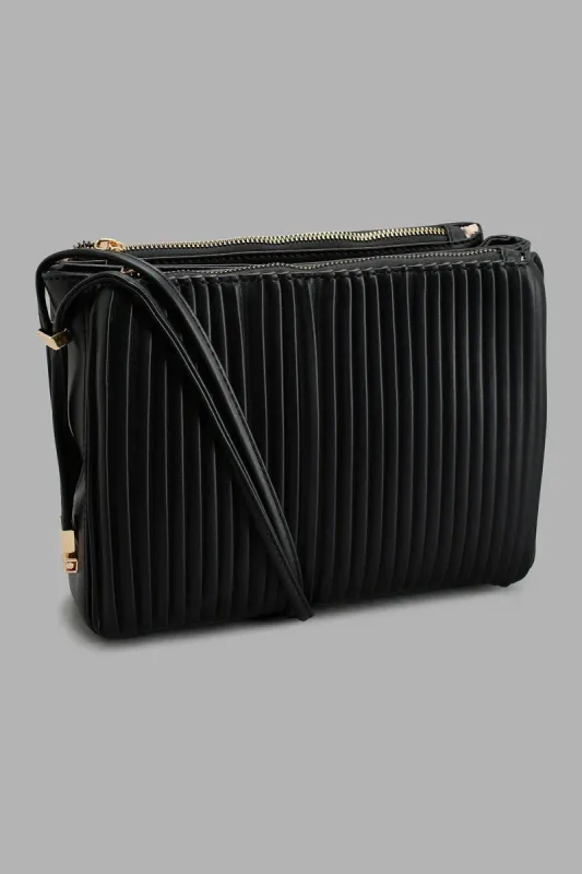 Black Pleated Cross Body Bag sold by Redtag