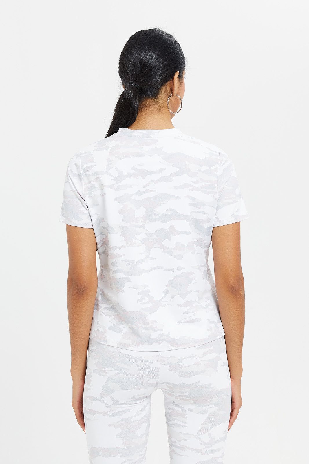 Women White Allover Foil Printed Active T-Shirt sold by Redtag product image thumbnail 3