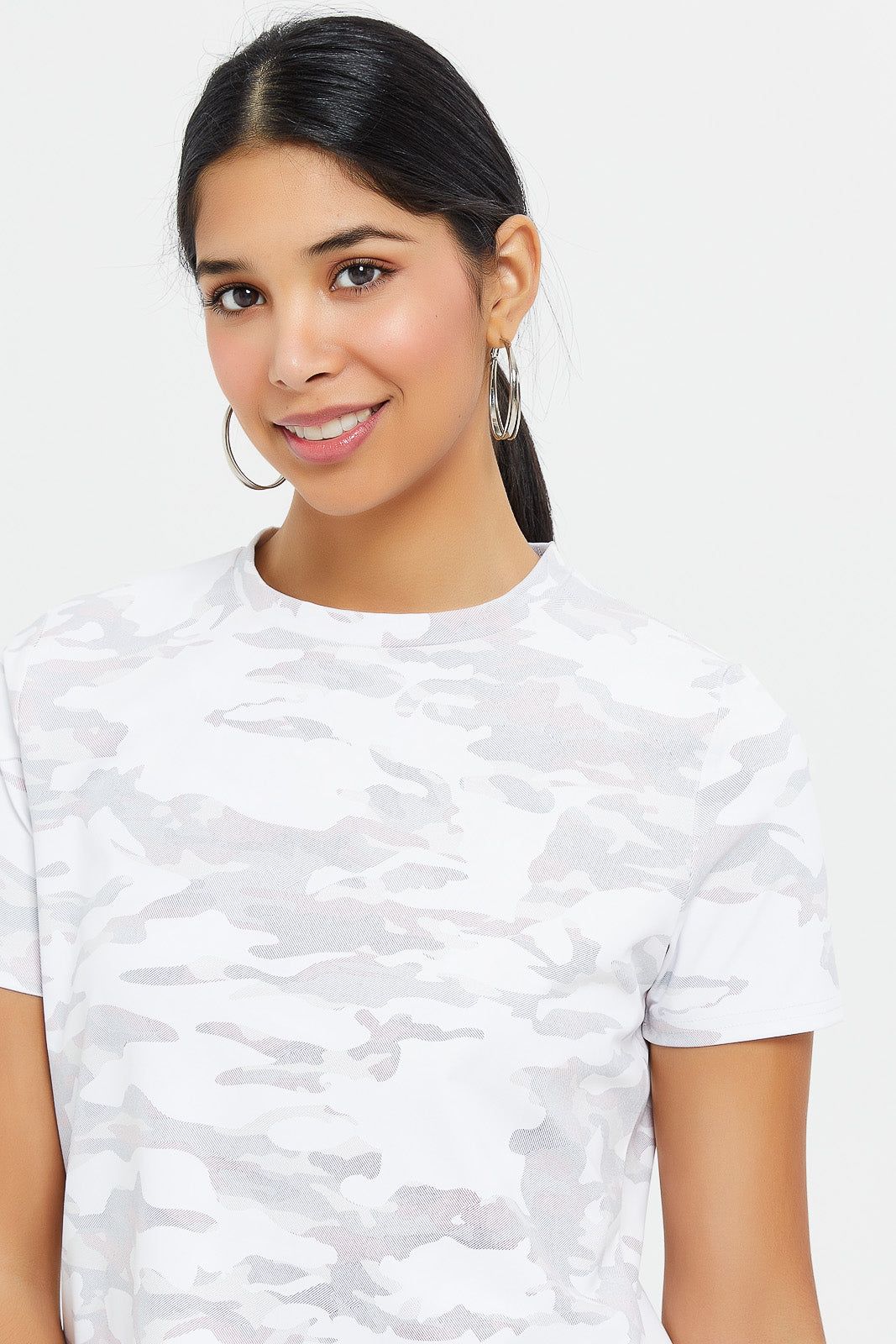 Women White Allover Foil Printed Active T-Shirt sold by Redtag product image thumbnail 4