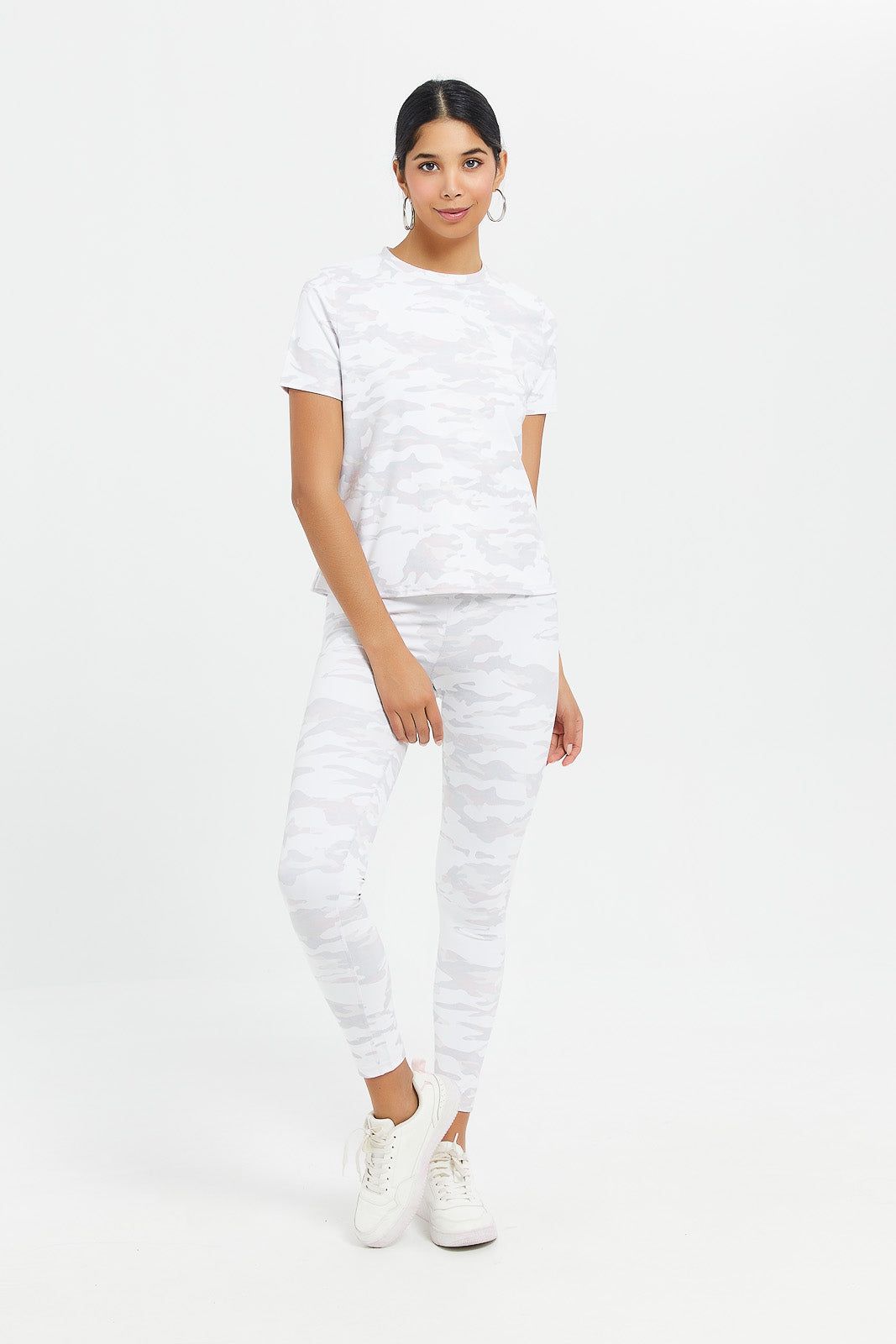 Women White Allover Foil Printed Active T-Shirt sold by Redtag product image thumbnail 2