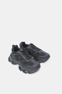 Women Black Chunky Trainer With Silver Trims sold by Redtag