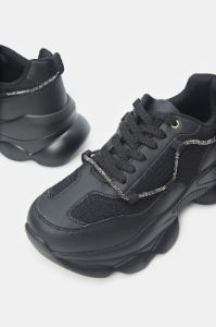 Women Black Chunky Trainer With Silver Trims sold by Redtag