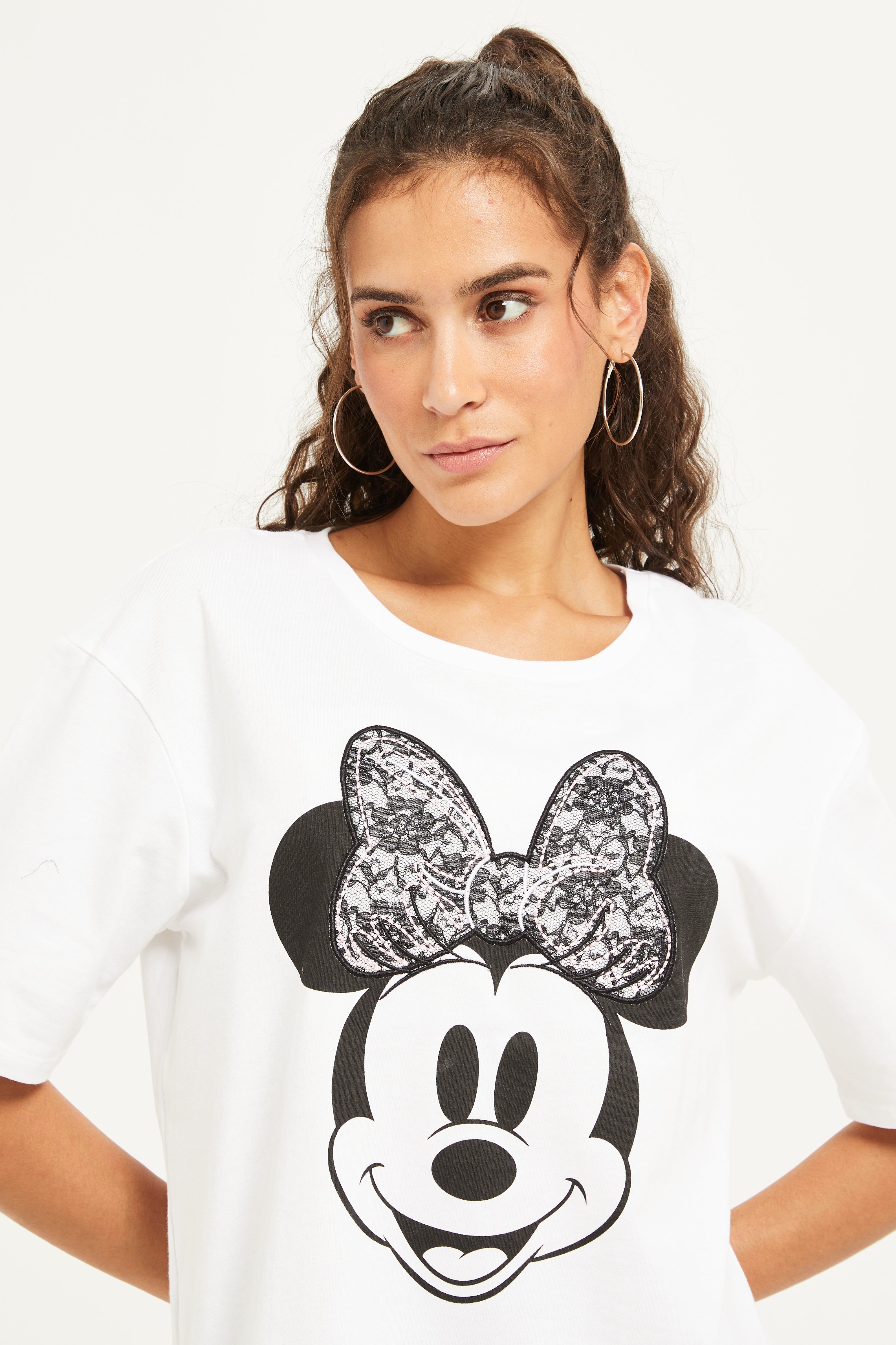 Women White Minnie Mouse Embellished T-Shirt sold by Redtag product image thumbnail 4