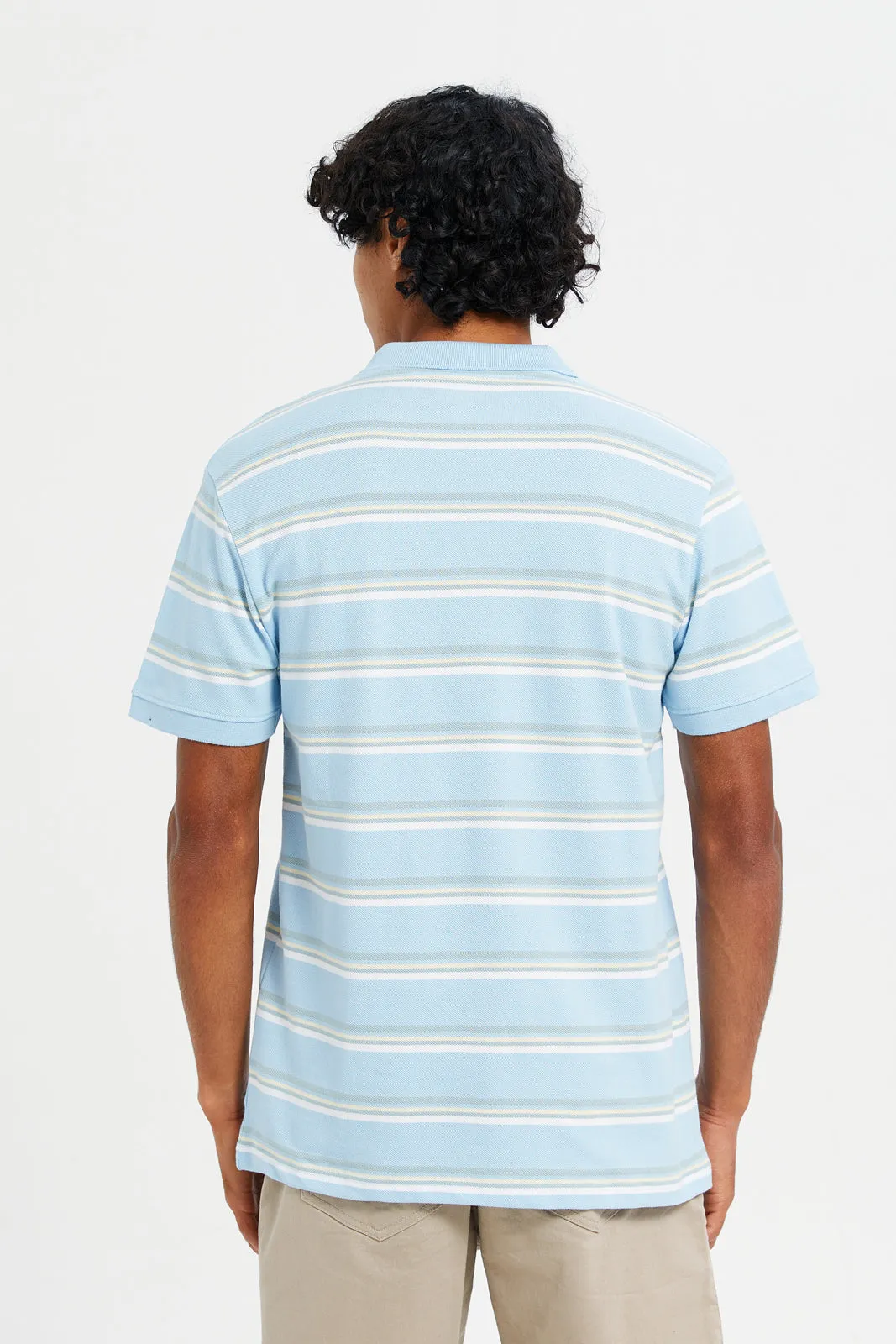 Men Blue Striped Polo Shirt sold by Redtag product image thumbnail 3