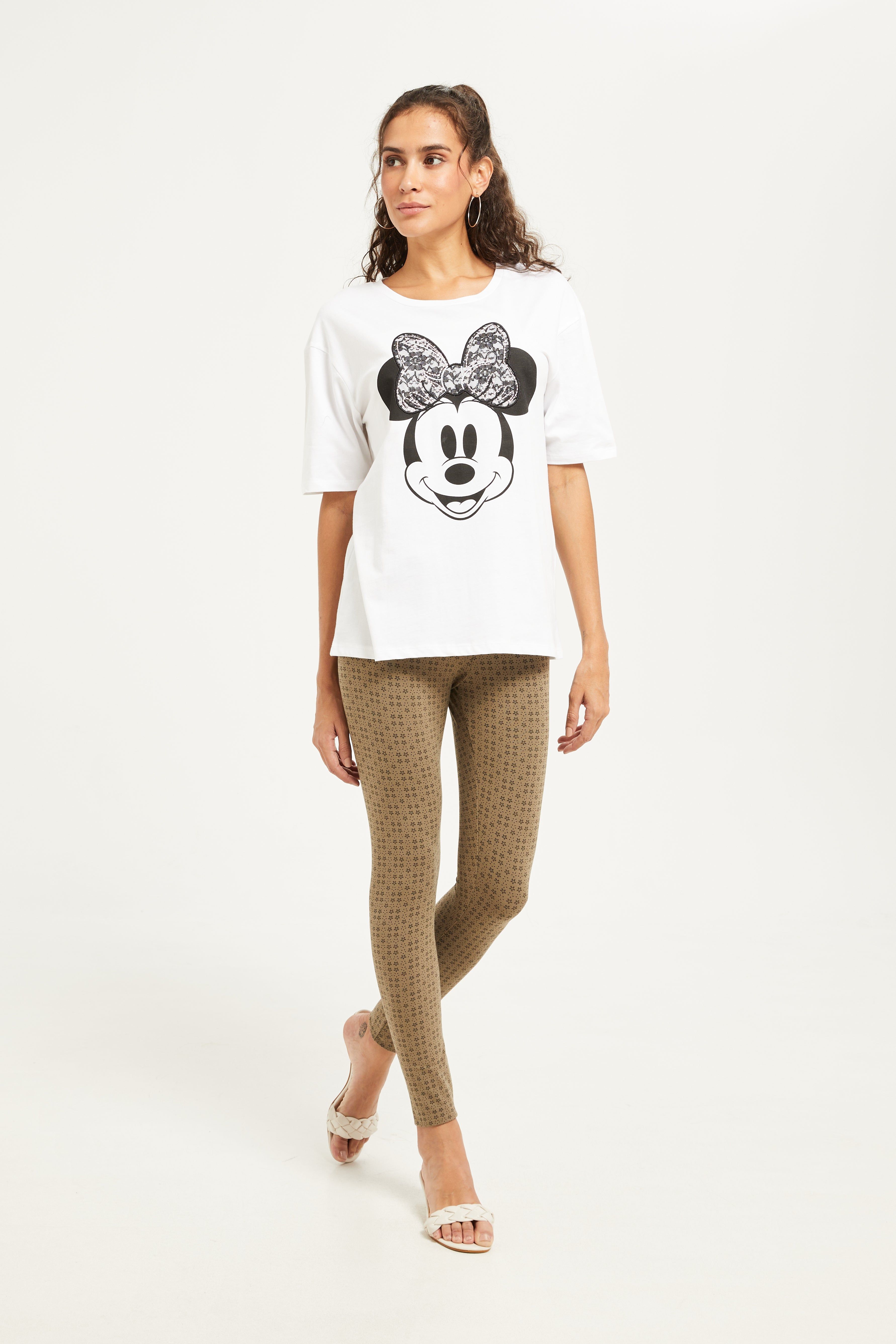 Women White Minnie Mouse Embellished T-Shirt sold by Redtag product image thumbnail 2