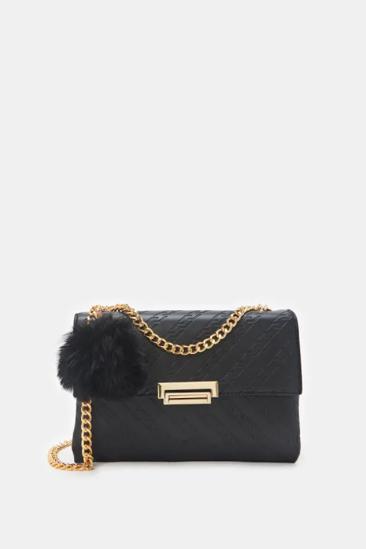 Women Black Embossed Cross Body Bag sold by Redtag