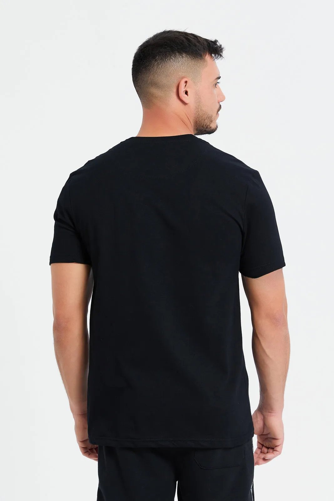 Men Black Printed Active T-Shirt sold by Redtag product image thumbnail 3