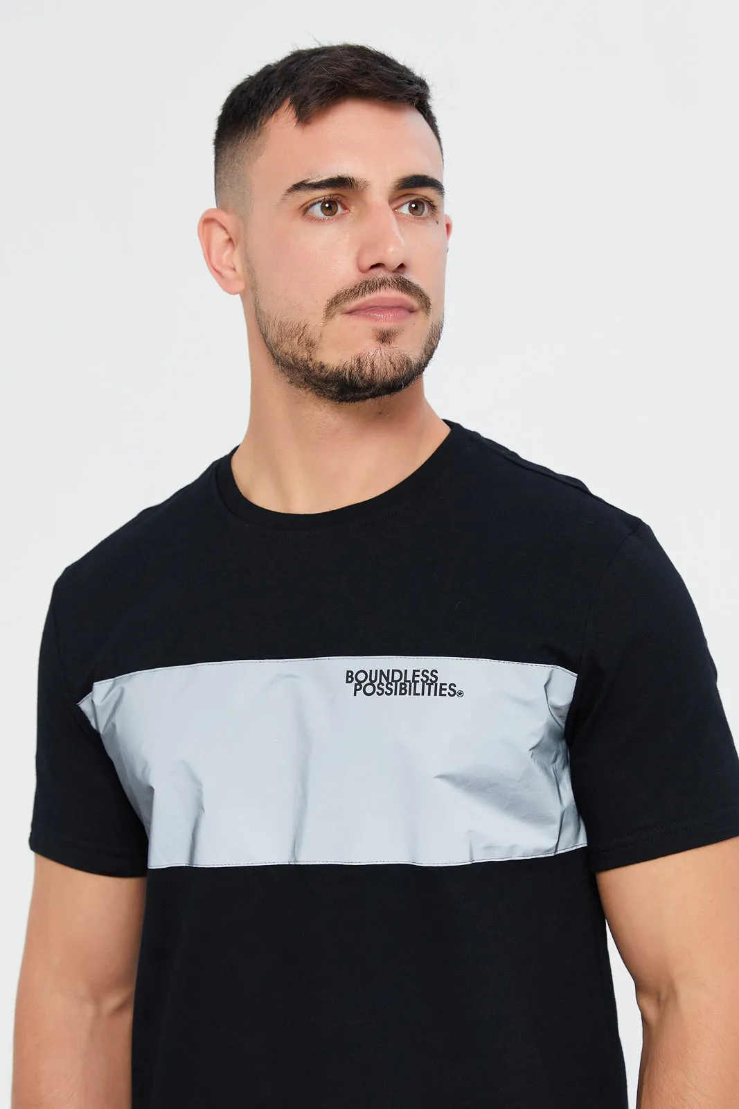 Men Black Printed Active T-Shirt sold by Redtag product image thumbnail 4