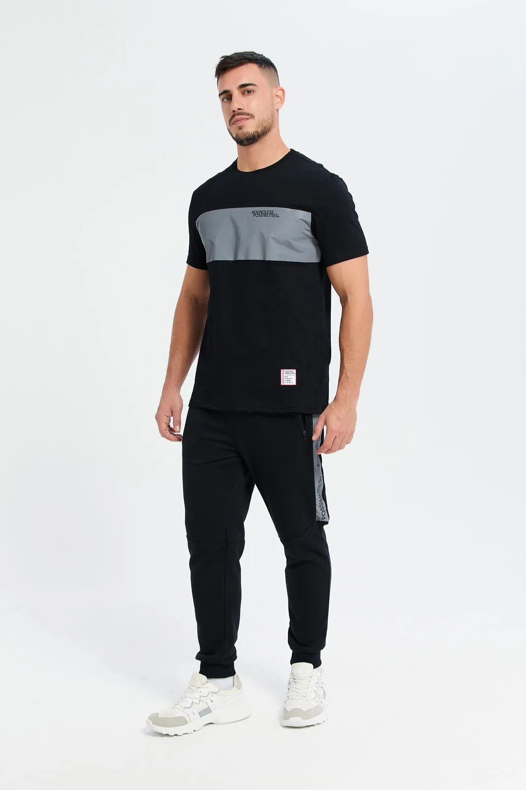 Men Black Printed Active T-Shirt sold by Redtag product image thumbnail 2