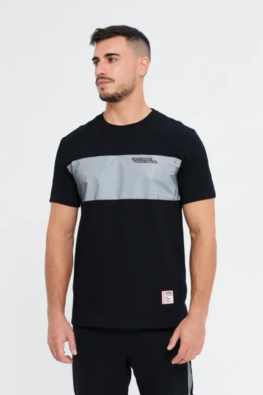 Men Black Printed Active T-Shirt sold by Redtag