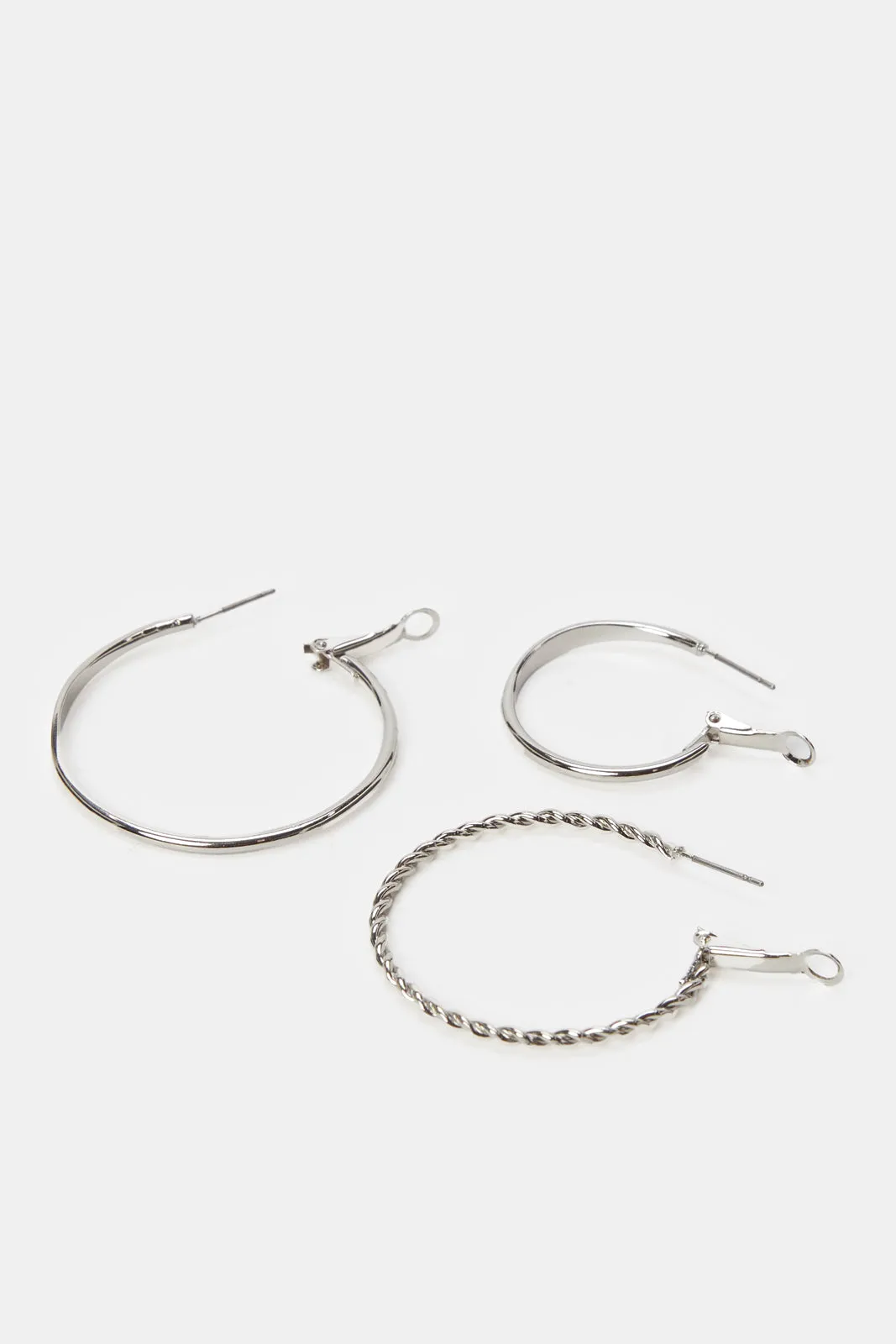 Women Silver Embellished Earrings Set (3 Pairs) sold by Redtag product image thumbnail 2