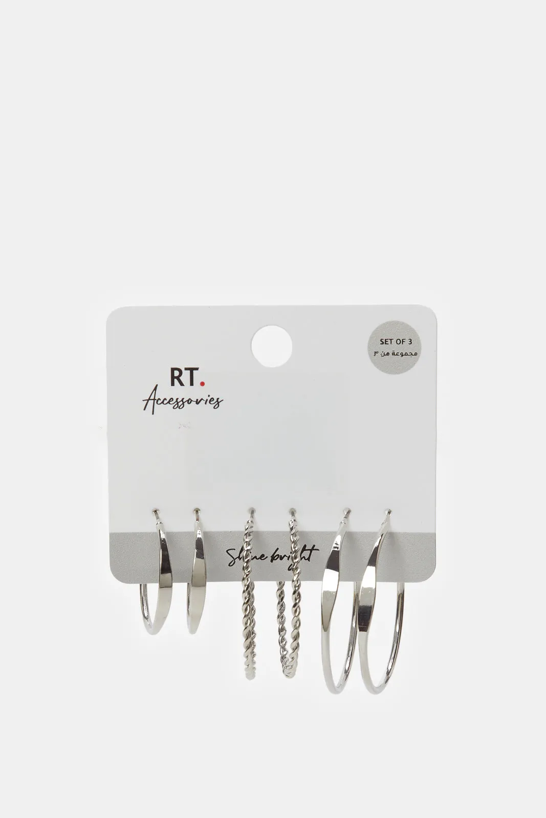 Women Silver Embellished Earrings Set (3 Pairs) sold by Redtag