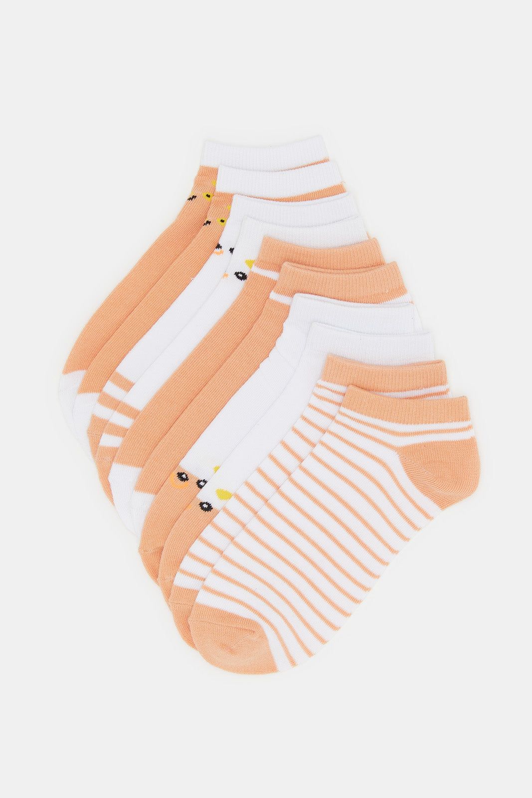 Women Orange And White Printed Ankle Socks (5 Pairs) sold by Redtag