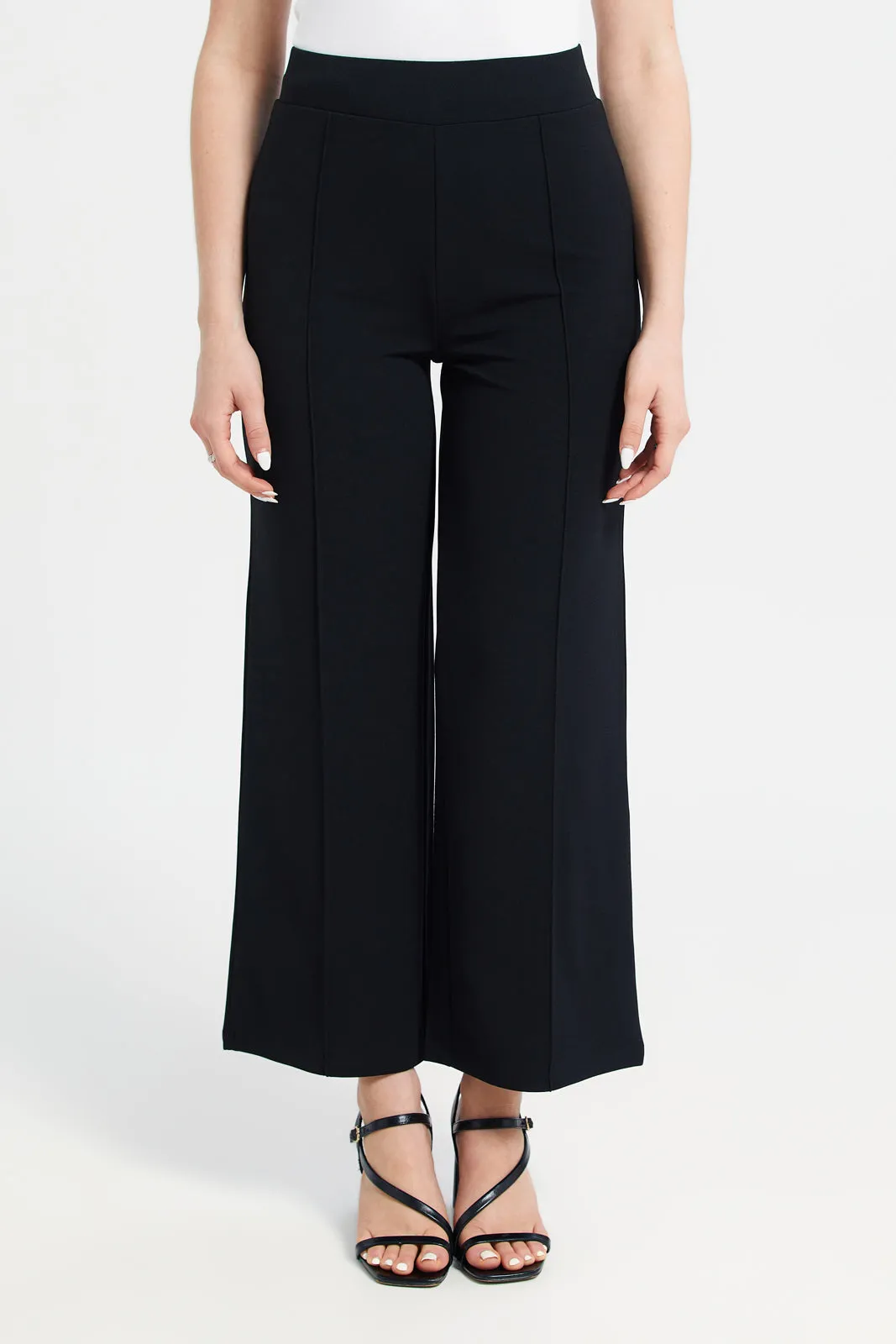 Women Black Wide Leg Pin Tuck Detail Trousers sold by Redtag