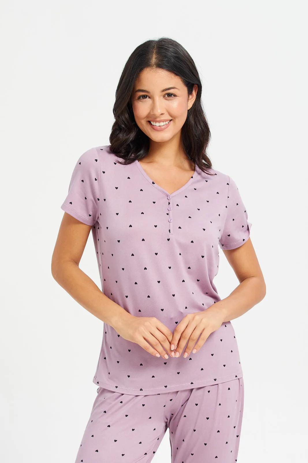 Women Mauve Printed Pajama Set (2 Piece) sold by Redtag product image thumbnail 2