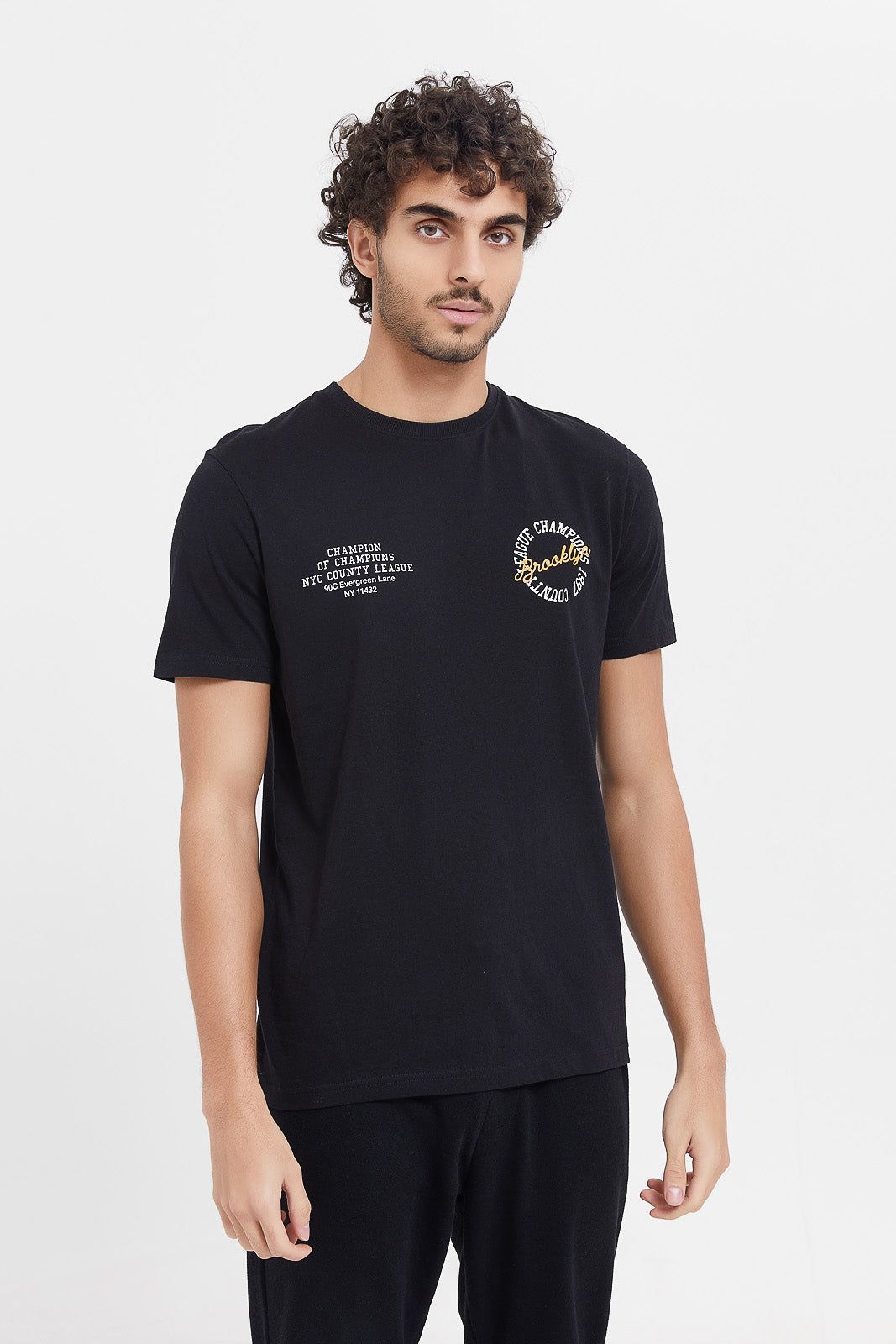 Men Black Printed T-Shirt sold by Redtag