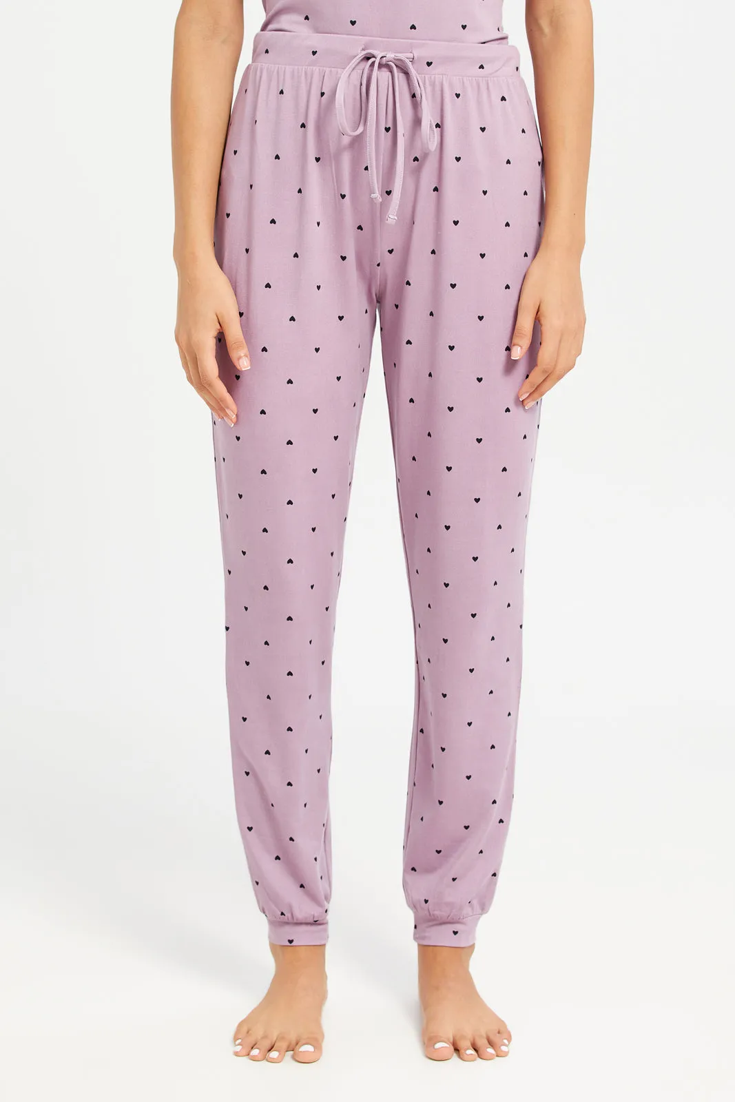 Women Mauve Printed Pajama Set (2 Piece) sold by Redtag product image thumbnail 3