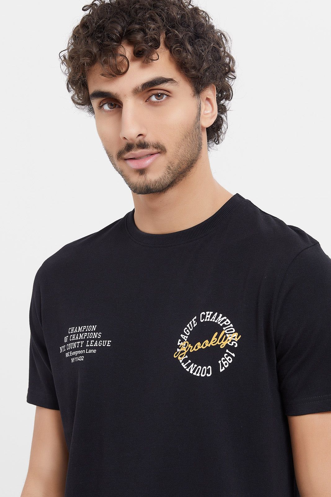 Men Black Printed T-Shirt sold by Redtag product image thumbnail 4