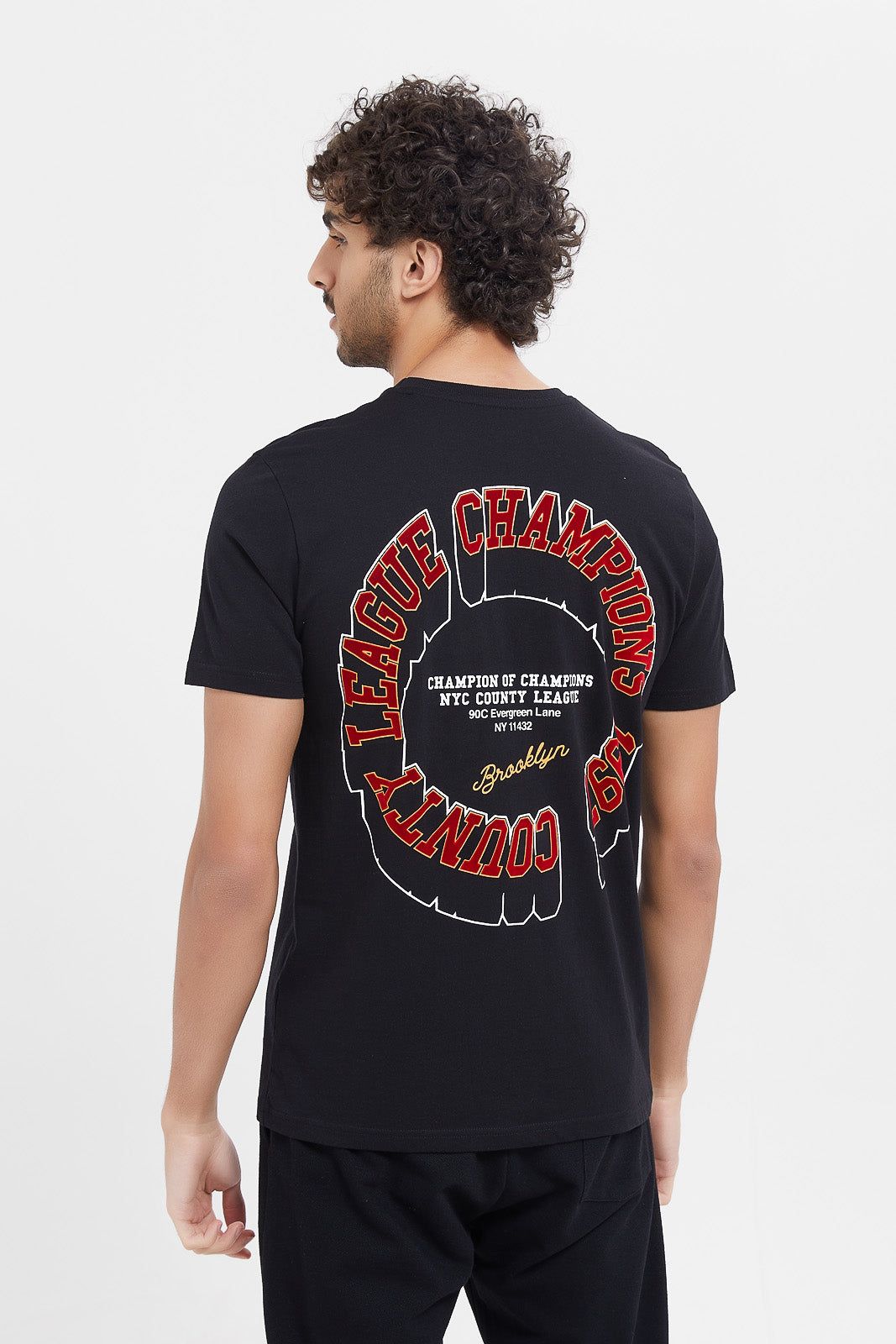 Men Black Printed T-Shirt sold by Redtag product image thumbnail 3