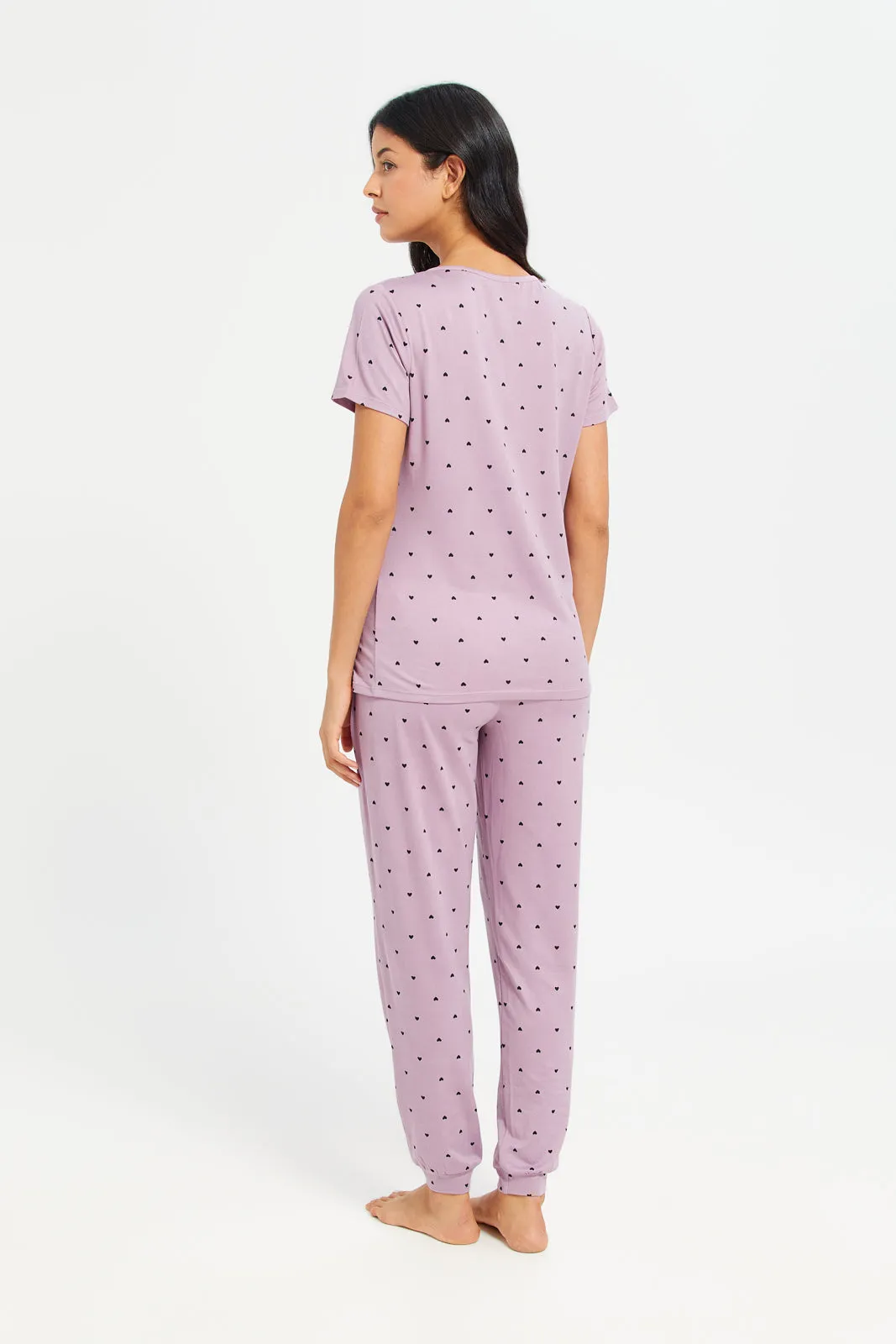 Women Mauve Printed Pajama Set (2 Piece) sold by Redtag product image thumbnail 4