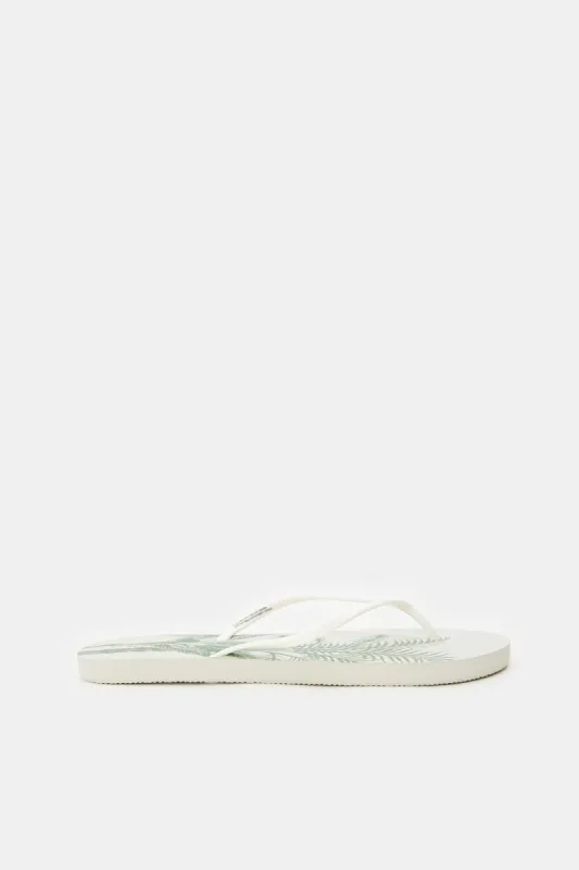 Women Ivory Printed Flip Flop sold by Redtag