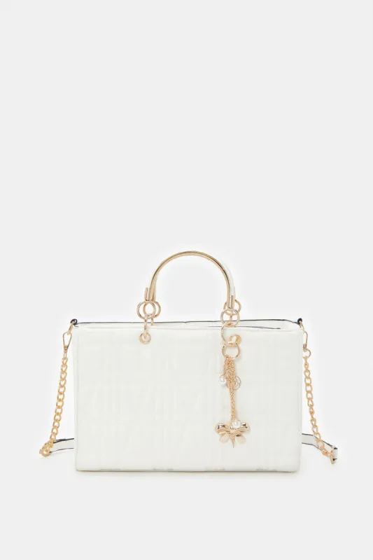 Women White Embellished Day Bag sold by Redtag