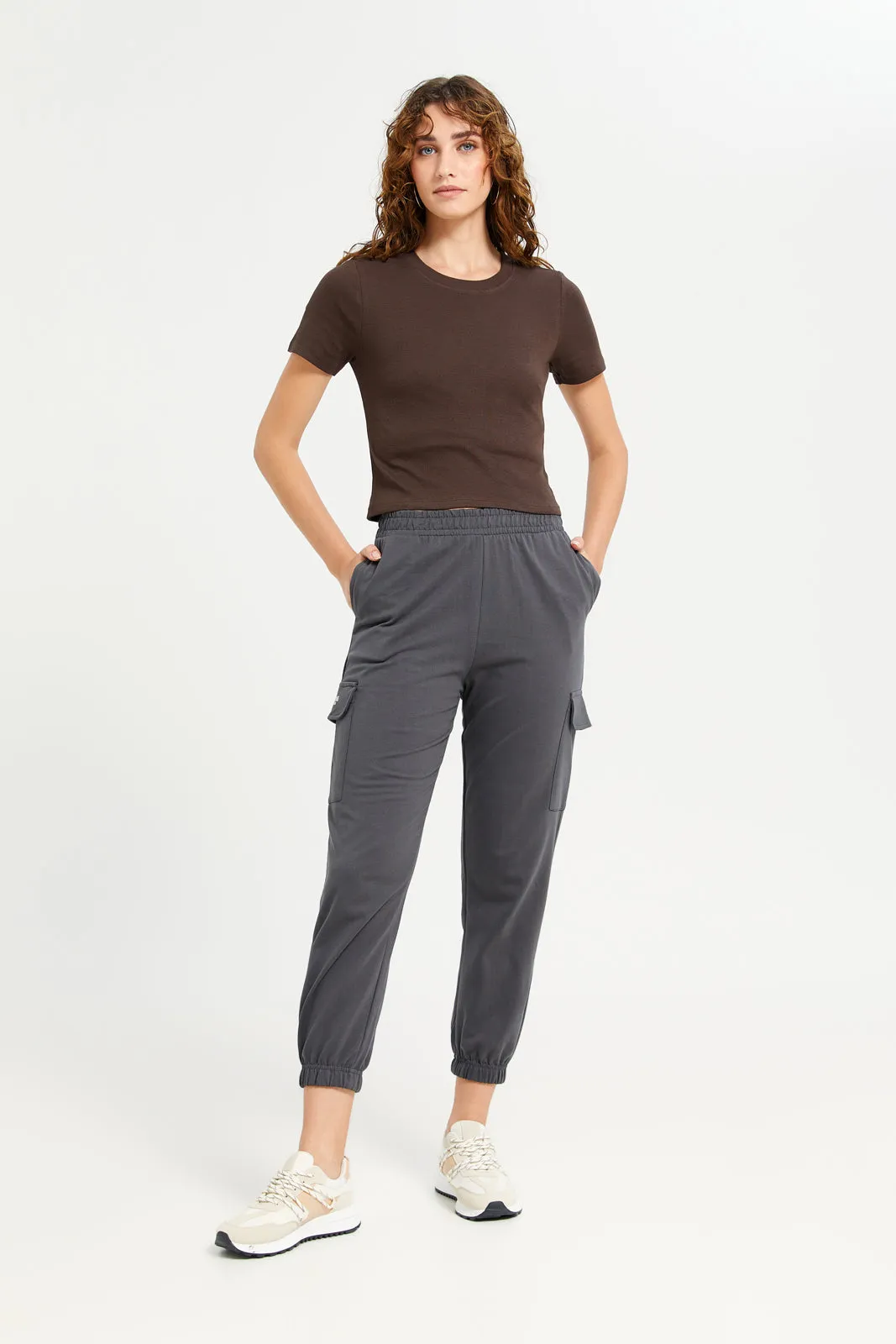 Women Brown Ribbed T-Shirt sold by Redtag product image thumbnail 2