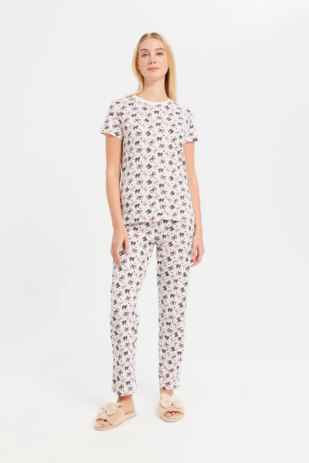 Women Ivory Printed Pajama Set (2 Piece) sold by Redtag