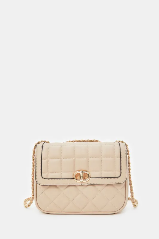 Women Beige Embellished Cross Body Bag sold by Redtag