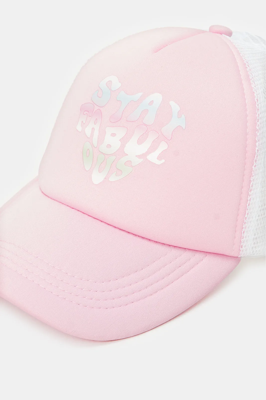 Women Pink Stay Fabulous Embroidery Cap sold by Redtag product image thumbnail 3