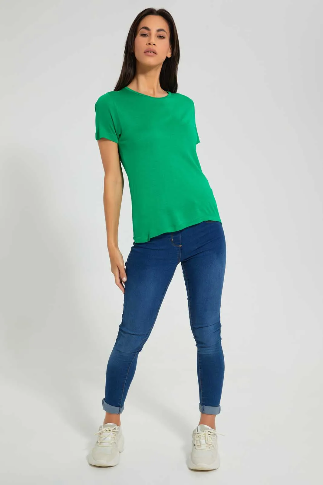 Green Solid T-Shirt sold by Redtag product image thumbnail 2