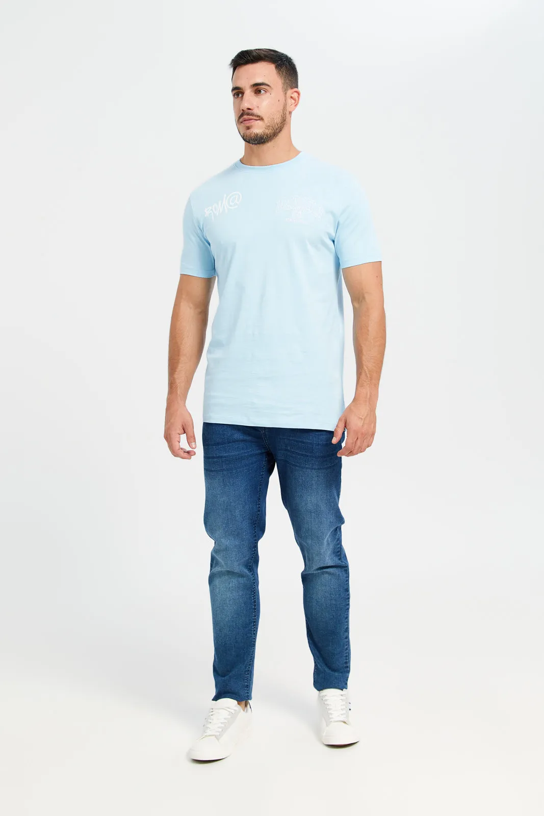Men Blue Crew Neck T-Shirt sold by Redtag product image thumbnail 2