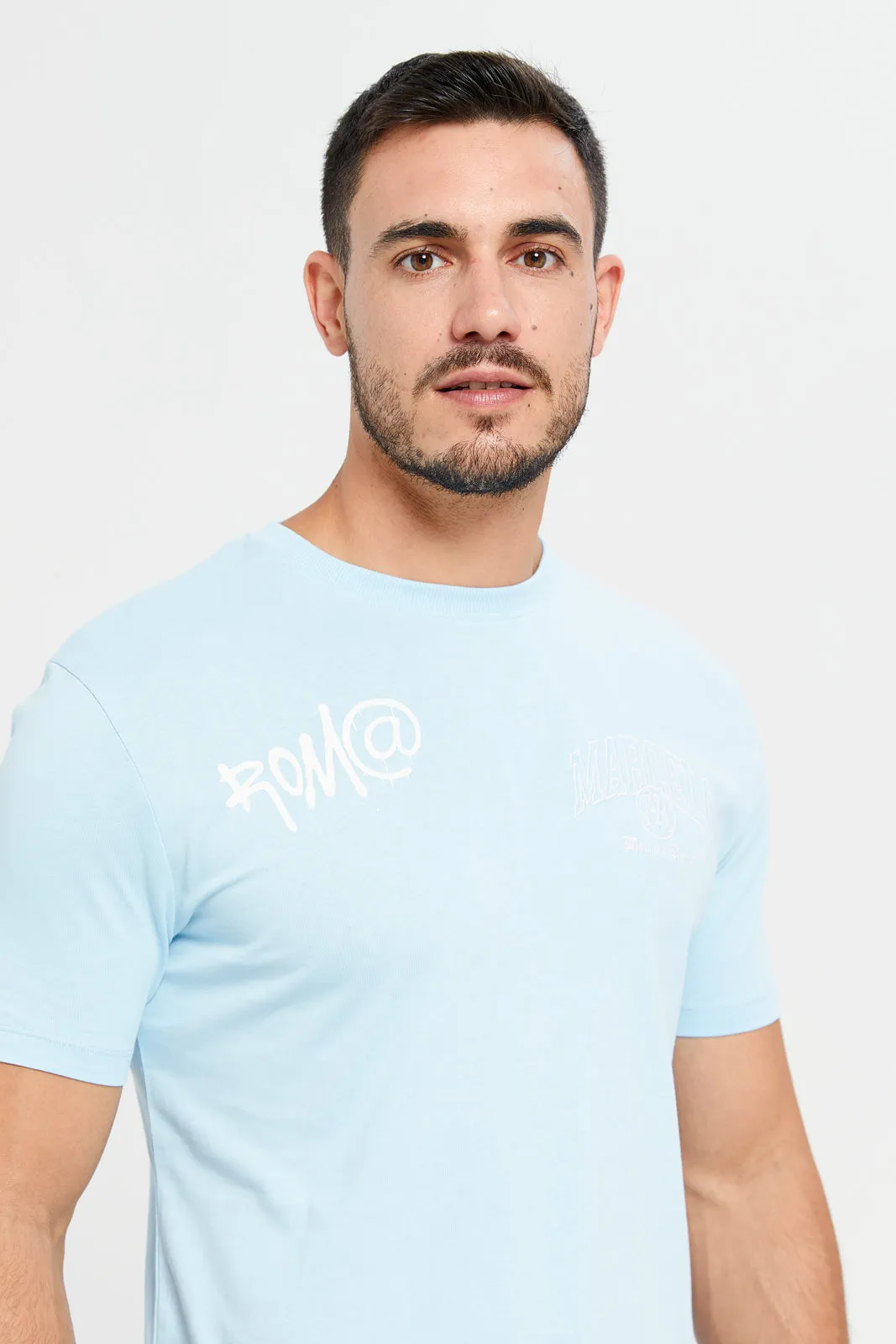 Men Blue Crew Neck T-Shirt sold by Redtag product image thumbnail 4