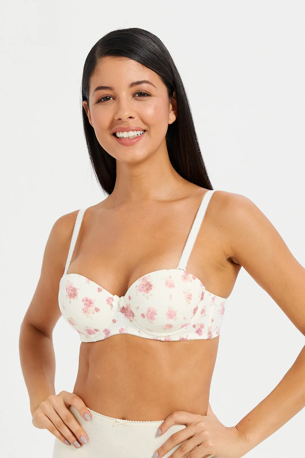 Women Pink And Beige Print Padded Balconette Bras (Pack of 2) sold by Redtag product image thumbnail 2