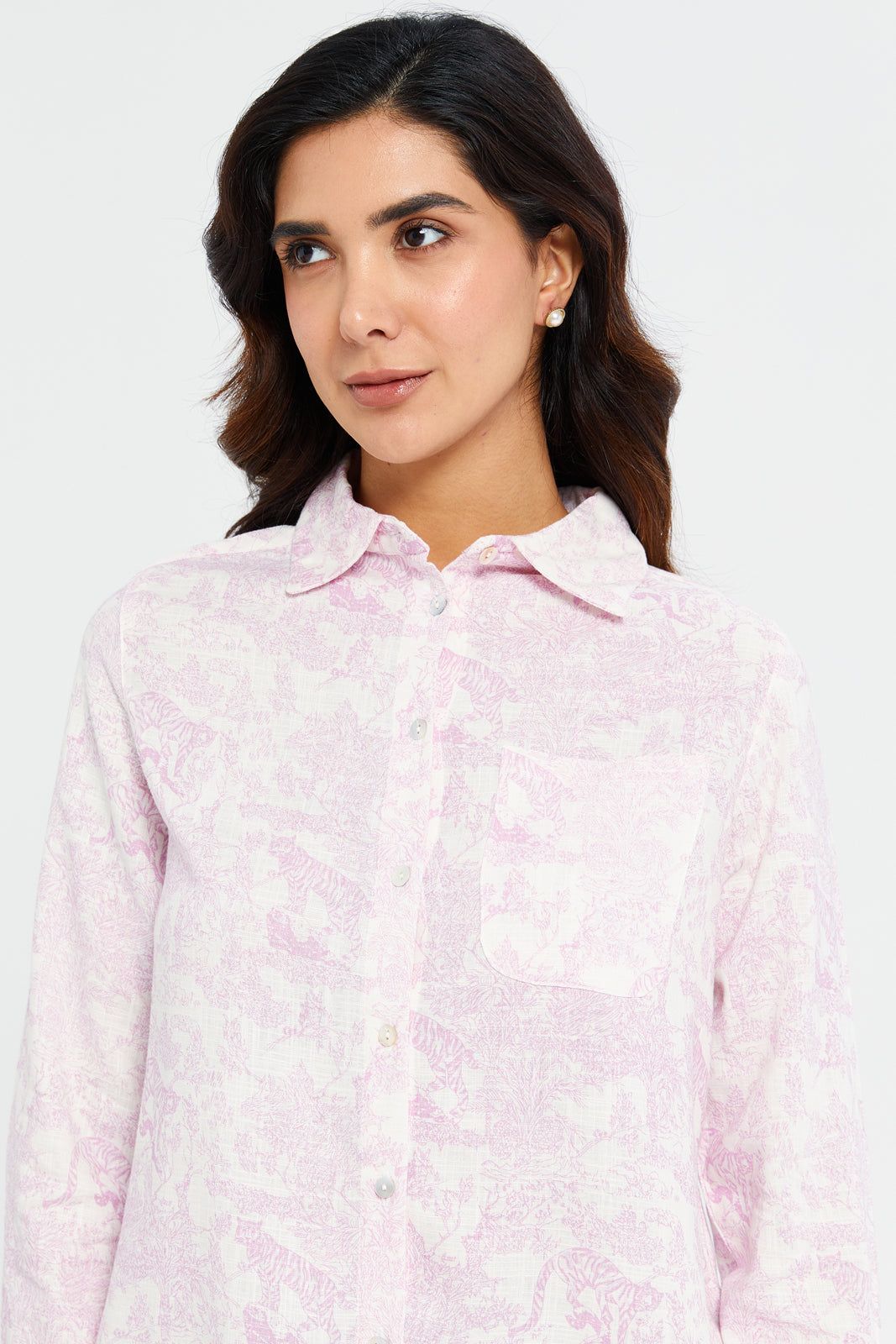 Women Pink And White Printed Shirt Blouse sold by Redtag product image thumbnail 4