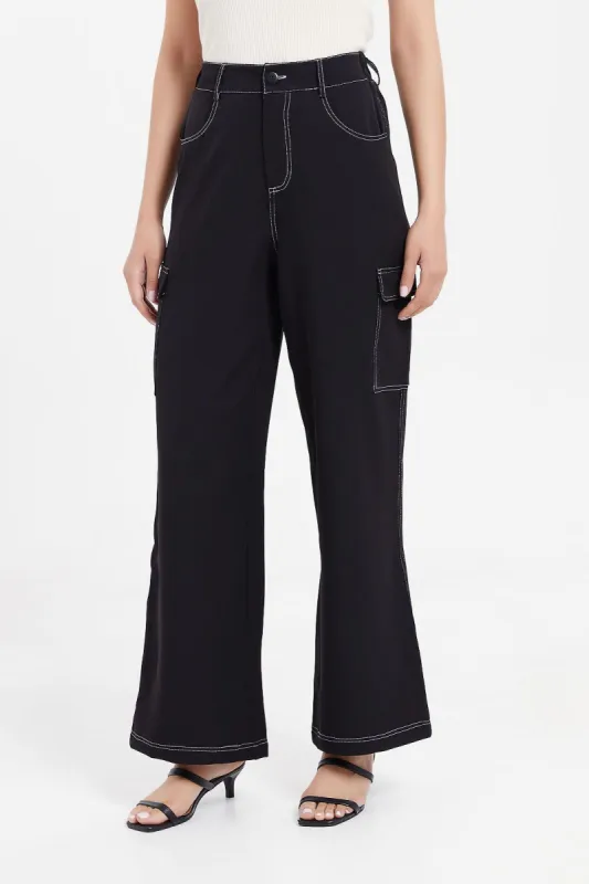 Women Black Cargo Trousers sold by Redtag