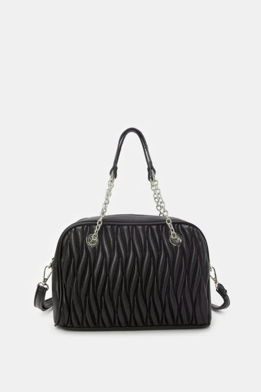 Women Black Quilted Bollin Day Bag sold by Redtag