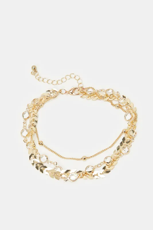 Women Gold Embellished Anklets sold by Redtag